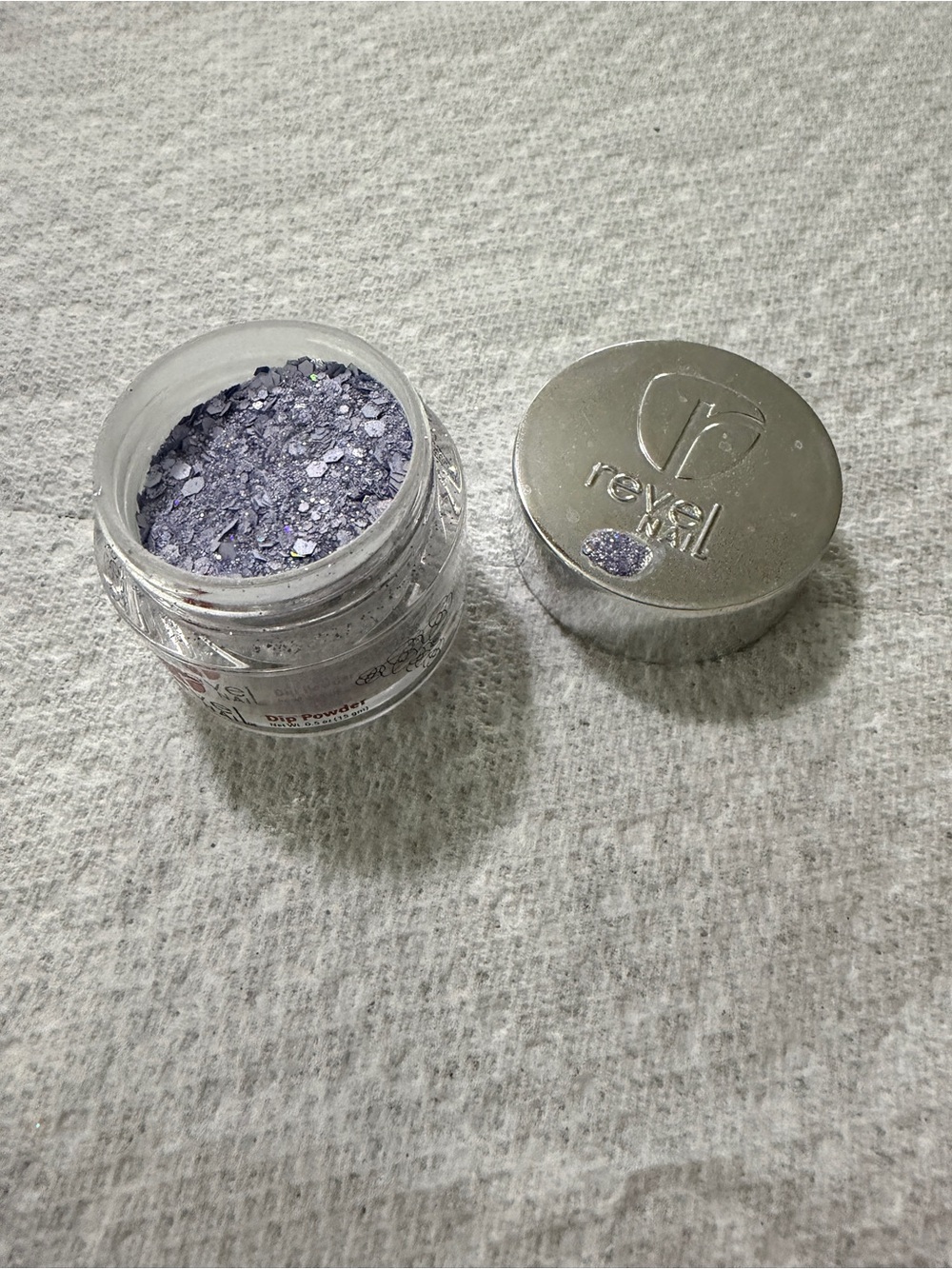 Revel Nail Dip Powder D514 Fairytale Purple Lilac Sparkle Glitter .5 oz